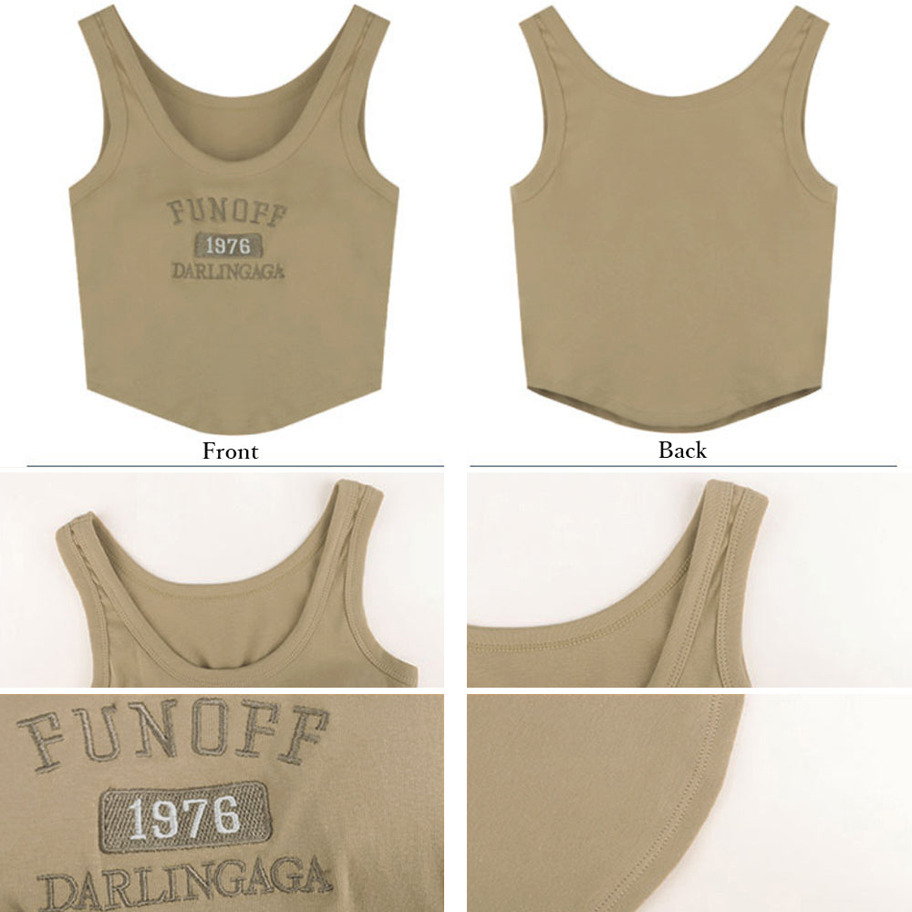 タンクトップ ロゴ カップ付き レディース 英字プリント 短丈
